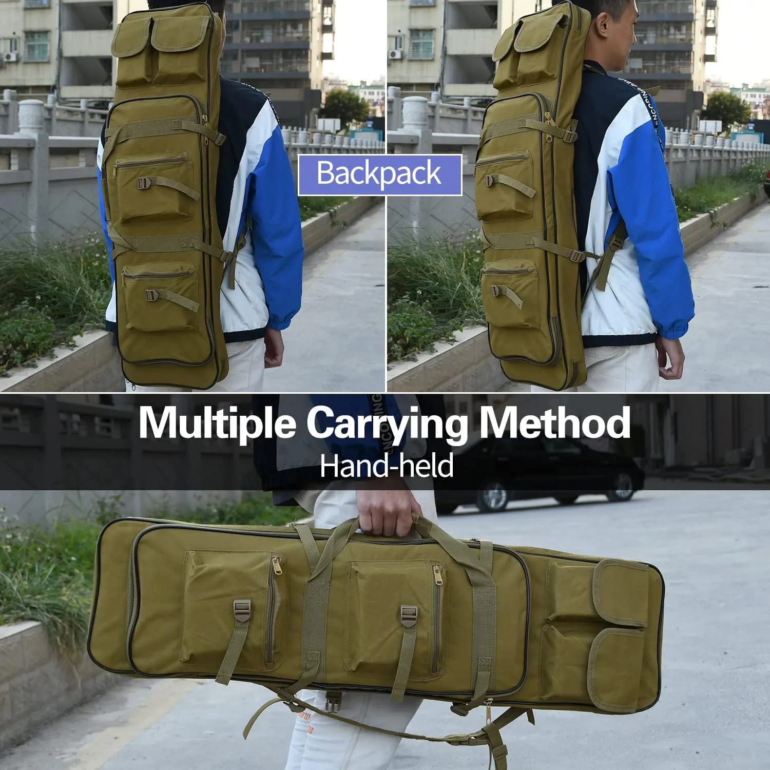 32"/37"/46" Rifle Bag, Black/Khaki/Green Tactical Long Rifle Backpack, Portable Shotgun Case for Firearm Storage and Transportation, Suitable for Outdoor Hunting Shooting