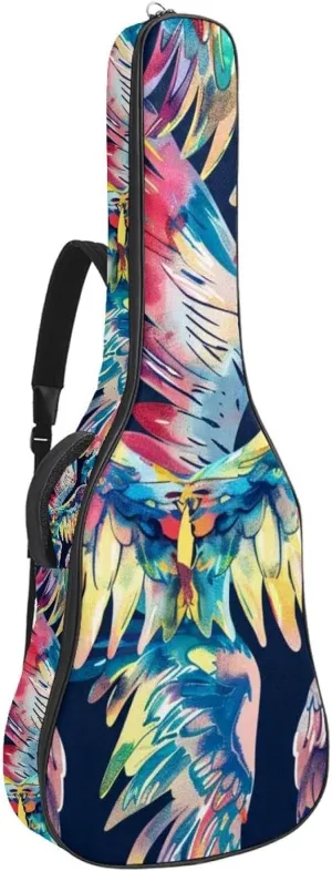 40 41 Inches Bass Guitar Bag Dual Adjustable Shoulder Strap Acoustic Guitar Gig Bag, Guitar Case Waterproof Oxford Cloth Thicken Sponge, Art Angel Wings Print