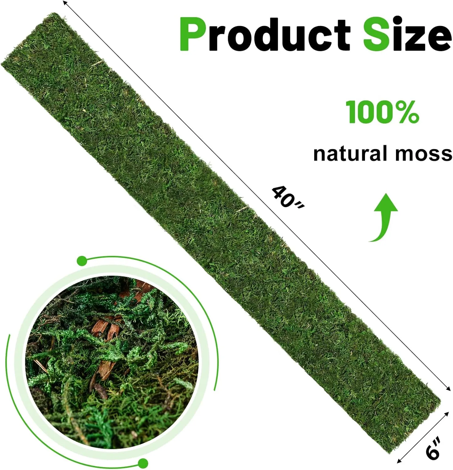 40'' x 6'' Moss Roll, Dried Moss Table Runner Green Moss Sheet for Crafts Preserved Moss Mat for Table Decoration Fairy Wedding Party Woodland Garden Decor
