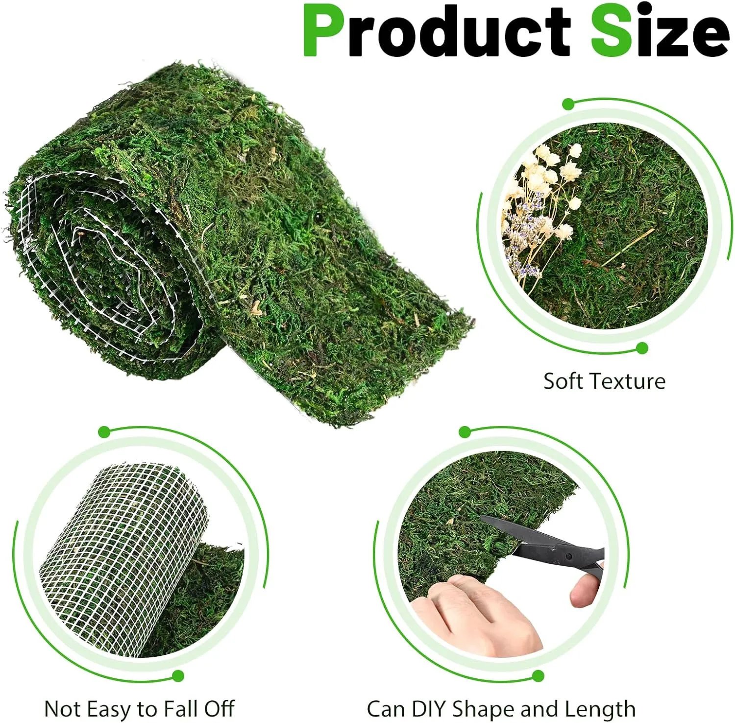 40'' x 6'' Moss Roll, Dried Moss Table Runner Green Moss Sheet for Crafts Preserved Moss Mat for Table Decoration Fairy Wedding Party Woodland Garden Decor