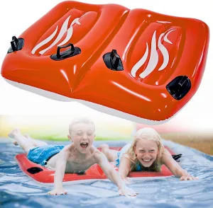 4E's Novelty 2 Person Inflatable Body Board with Handles for Water Slides for Kids & Adult, Double Blow Up Boogie Board for The Beach Surfboard Surf Wave Floating Pool Float for Swimming