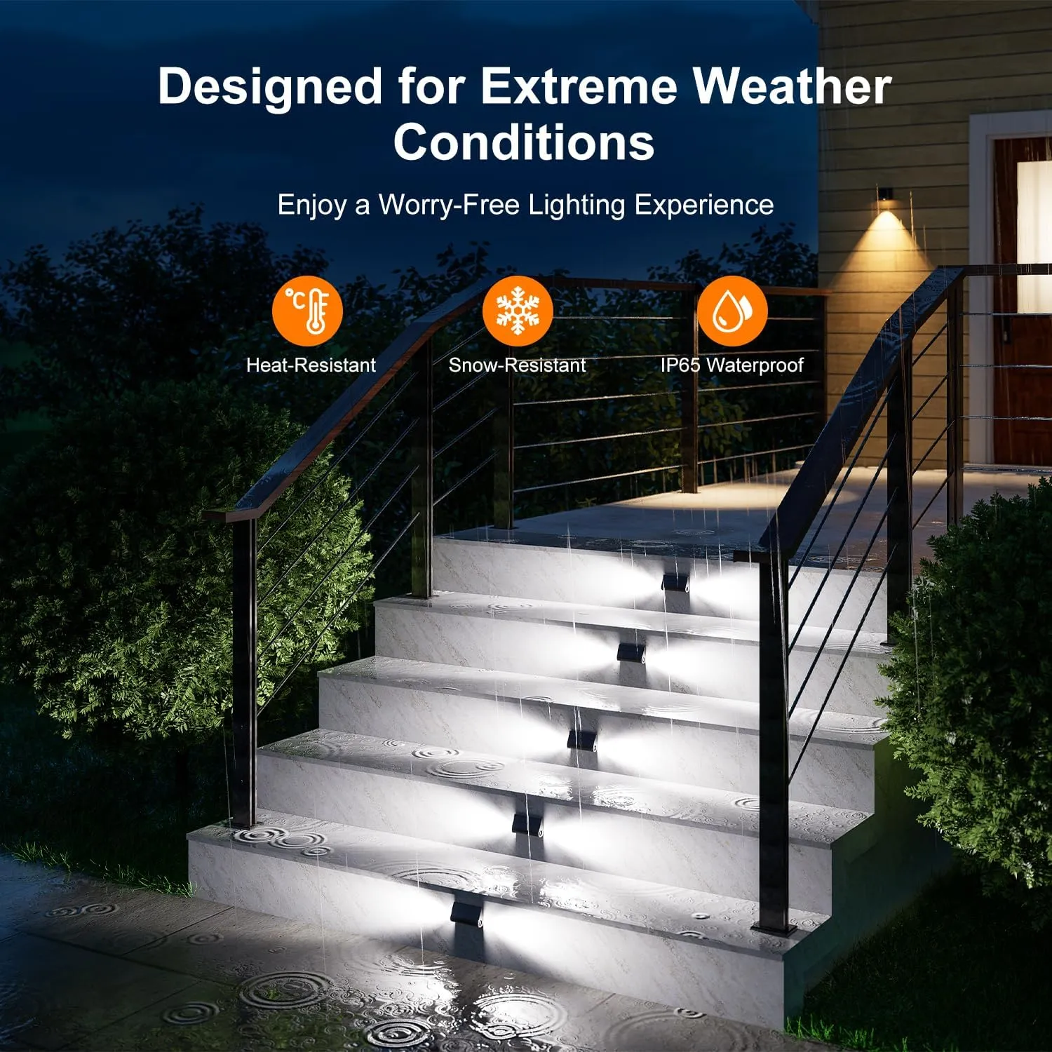 6 Pack Solar Powered Step Lights Outdoor Waterproof LED for Outside Deck Stair Safety Decorative Lamp for Porch, Yard, Patio, Wall, Fence, Walkway, Dual Sided Lighting for Enhanced Security Cool White
