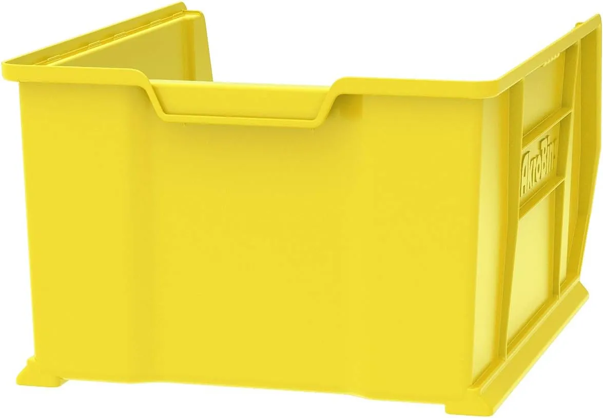 Akro-Mils 30289 Super-Size AkroBins Plastic Storage Bins, Space-Saving Stackable Bins for Garage, Classroom, Warehouse Organization, 24-Inch L x 18-Inch W x 12-Inch H, Yellow, 1-Pack