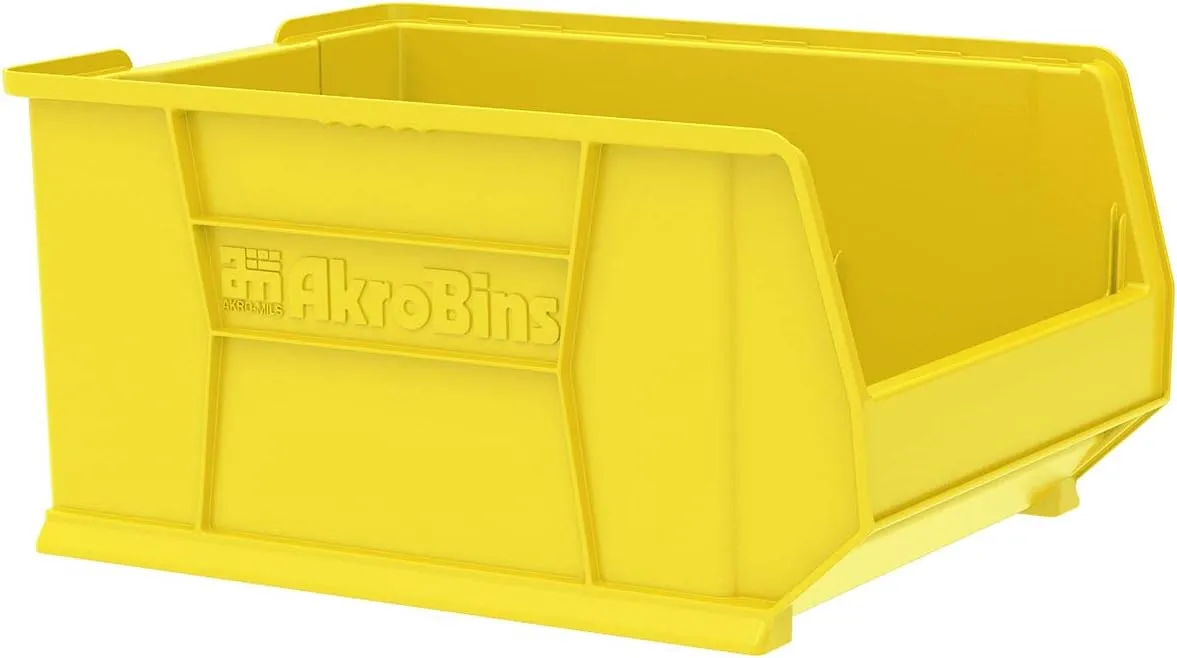 Akro-Mils 30289 Super-Size AkroBins Plastic Storage Bins, Space-Saving Stackable Bins for Garage, Classroom, Warehouse Organization, 24-Inch L x 18-Inch W x 12-Inch H, Yellow, 1-Pack