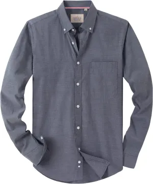 Alimens & Gentle Mens Solid Oxford Shirt Long Sleeve Dress Shirt Work Casual Button Down Shirts with Pocket