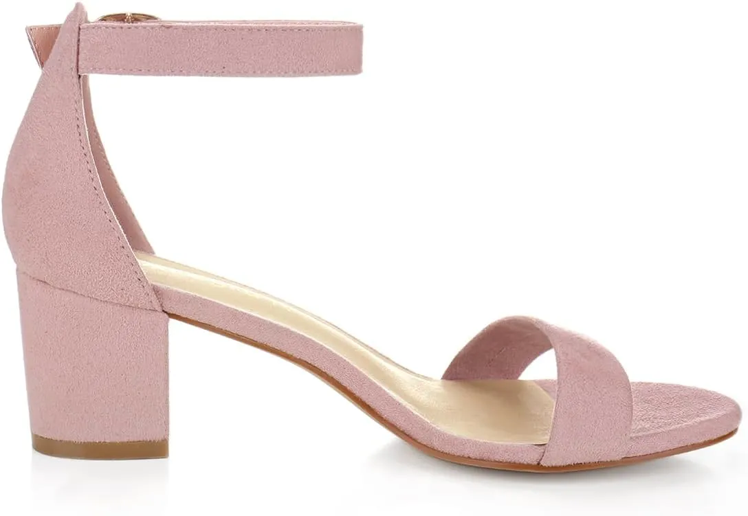 Allegra K Women's Open Toe Block Heel Ankle Strap Sandals