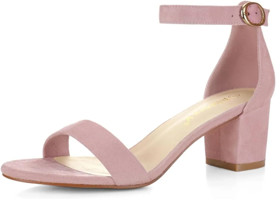 Allegra K Women's Open Toe Block Heel Ankle Strap Sandals