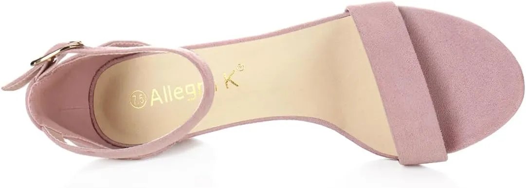 Allegra K Women's Open Toe Block Heel Ankle Strap Sandals