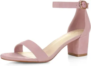 Allegra K Women's Open Toe Block Heel Ankle Strap Sandals