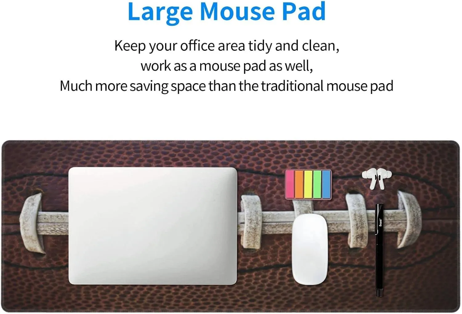 American Football Laces Sport Themed Fun Traditional Gaming Keyboard Mouse Pad Mousepad Accessories Huge Extended XL Stitched Edge Rubber Sole for Home Office(31.5"X 11.8")