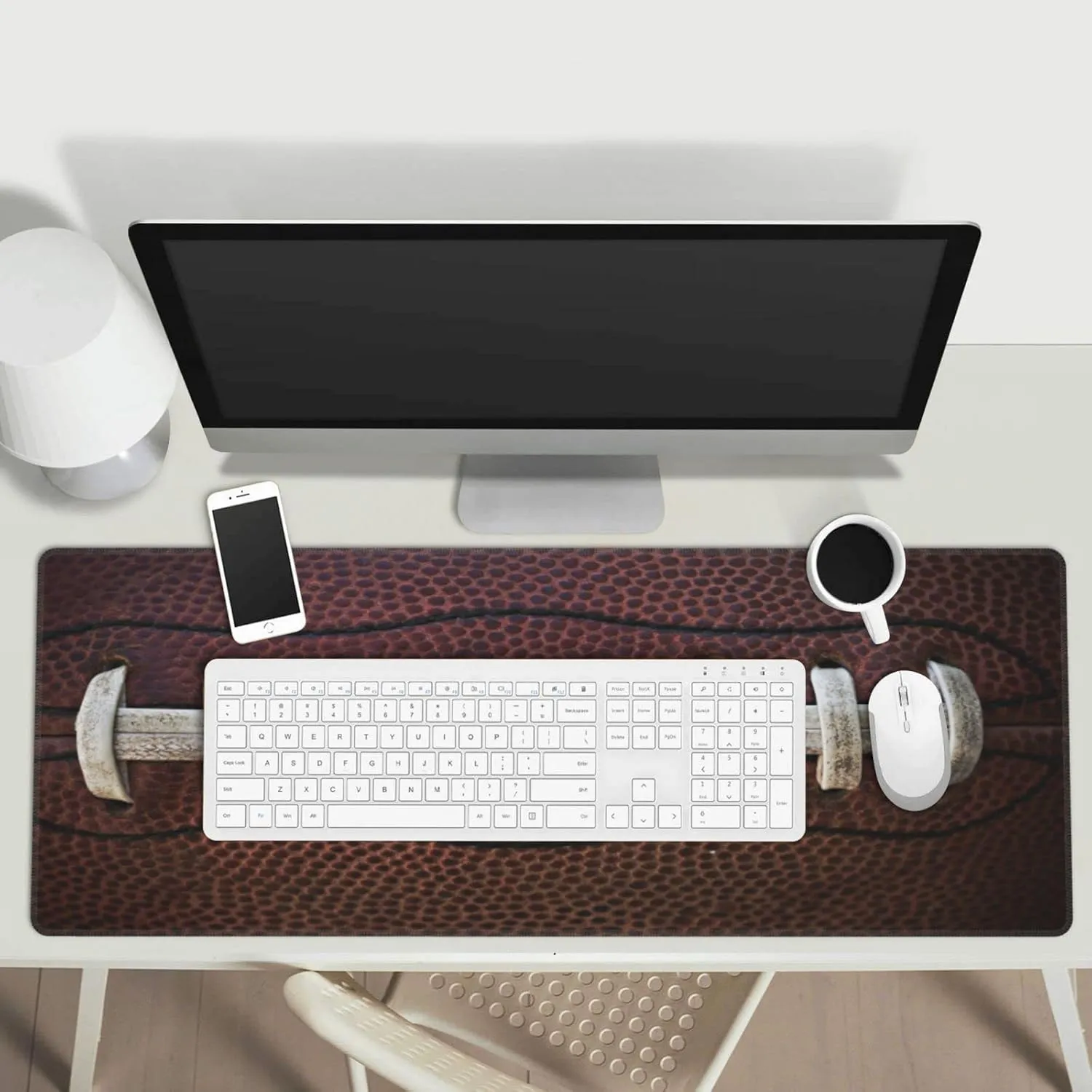 American Football Laces Sport Themed Fun Traditional Gaming Keyboard Mouse Pad Mousepad Accessories Huge Extended XL Stitched Edge Rubber Sole for Home Office(31.5"X 11.8")