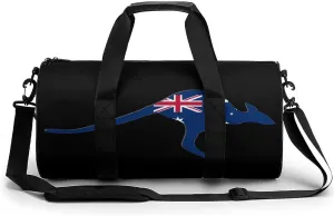 Australian Flag Kangaroo Gym Sport Bag Travel Duffle Backpack Weekender Overnight with Shoes Compartment for Women Men