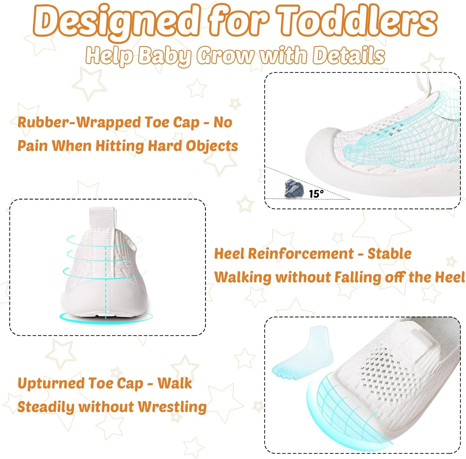 Baby Walking Shoes Toddler Girl Boy Soft Sole Breathable Cotton Canvas Shoes Infant Lightweight Non-Slip Safer Slip-on First Walkers Shoes Casual Tennis Wide Sneakers Rubber Soles Running Outdoor