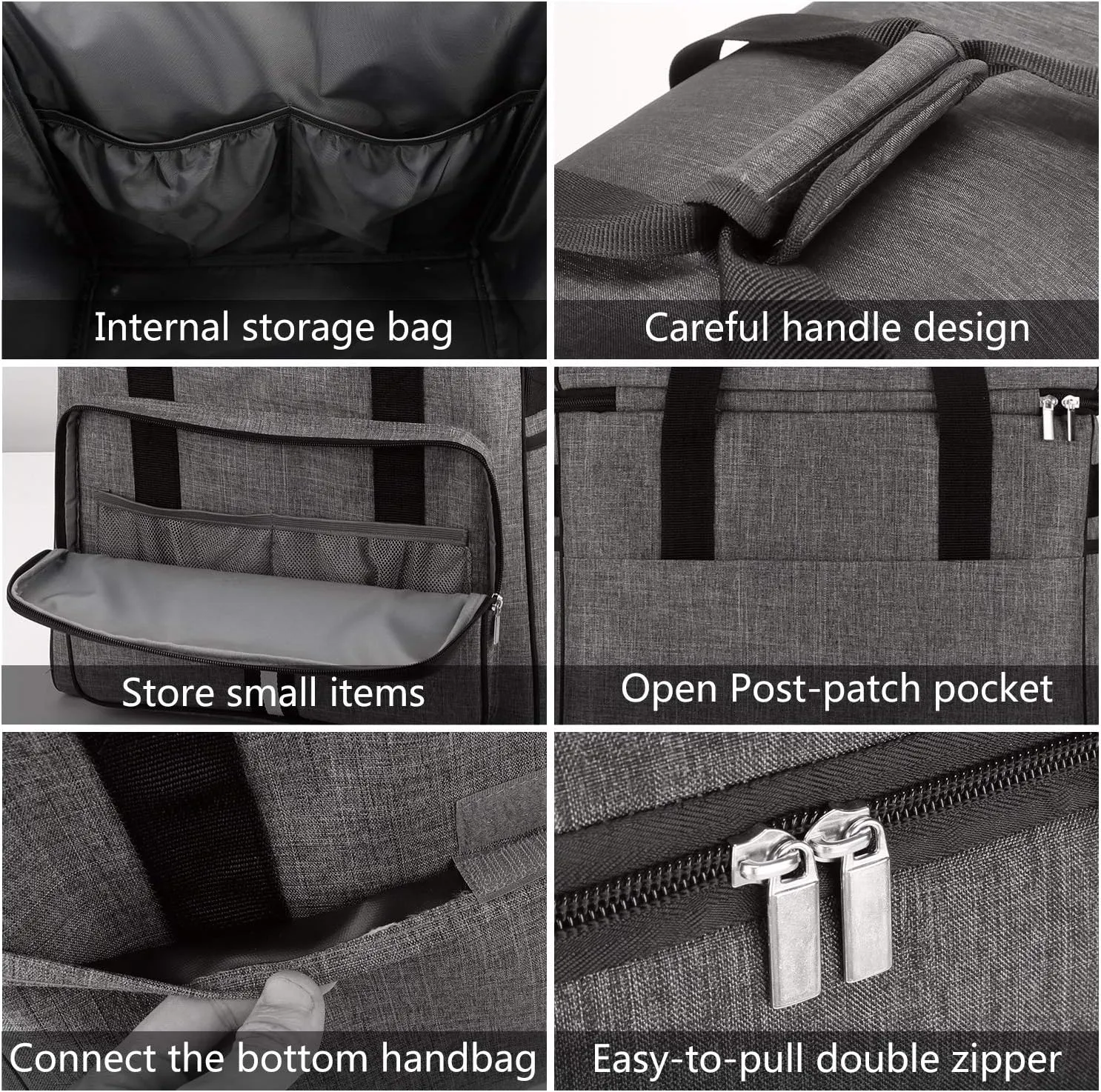 BAGLHER Heavy Duty Kitchen Mixer Cover for 6-8 Quart Stand Mixers, 2-in-1 Shoulder & Hand Carrying Case with Accessory Pockets (14”x9”x15”, Grey)