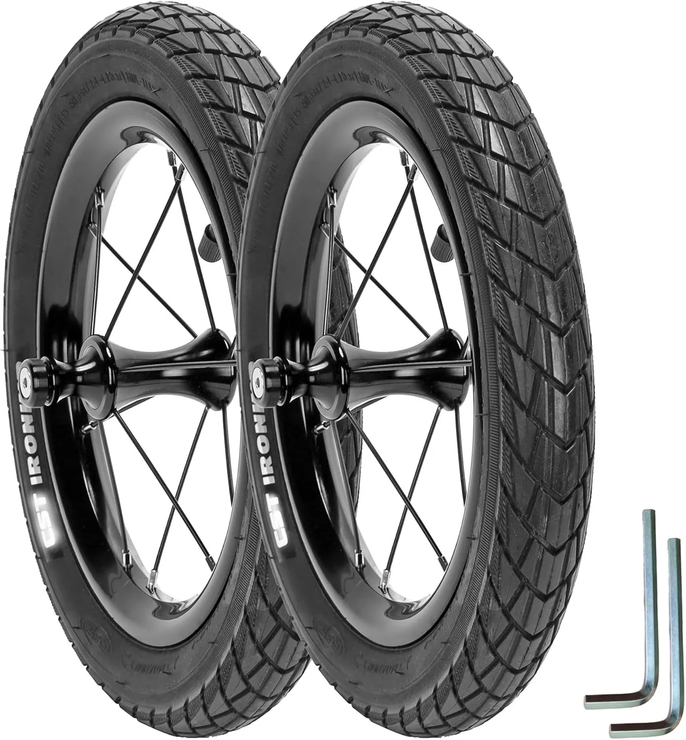 Balance Bike Replacement Wheels Set 12 Inch Upgrade Racing Parts for Strider etc. - Pair(2) Aluminum Alloy Wheel Rims and Air Tires with Inner Tubes