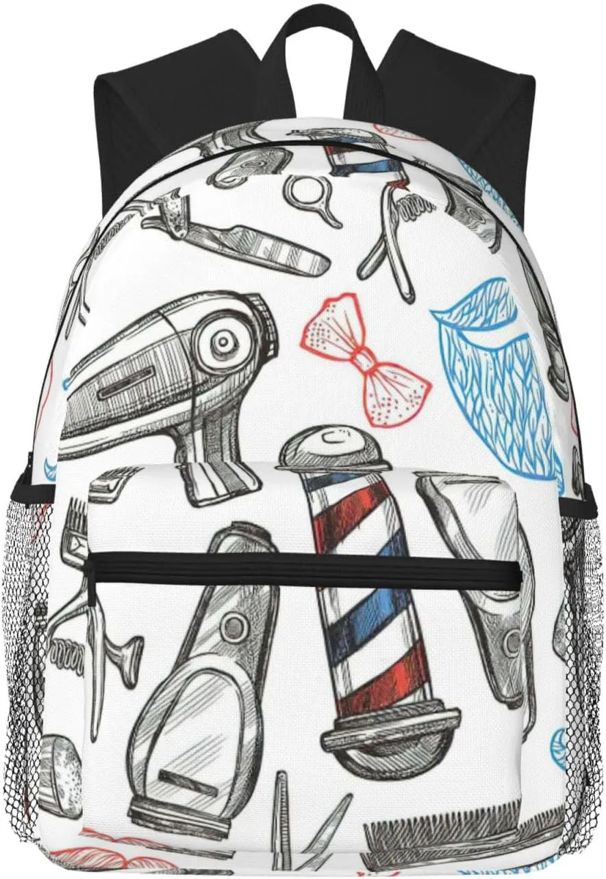 Barber Shop Monochrome Style Backpack Large Sports Bag, Best for Basketball, Soccer, Volleyball, Swim, Gym, Travel