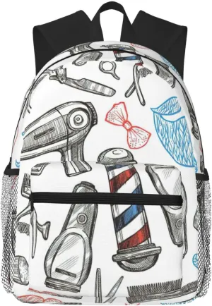 Barber Shop Monochrome Style Backpack Large Sports Bag, Best for Basketball, Soccer, Volleyball, Swim, Gym, Travel