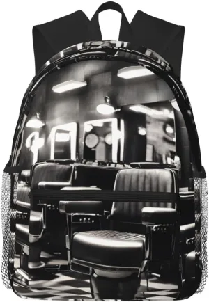 Barber Shop Monochrome Style Backpack Large Sports Bag, Best for Basketball, Soccer, Volleyball, Swim, Gym, Travel