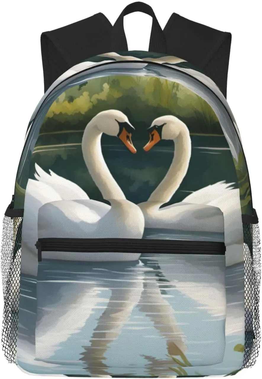 Beautiful White Swans On The Lake Print Lightweight And Comfortable Duffel Bag, Casual Daypack, Multipurpose Backpack
