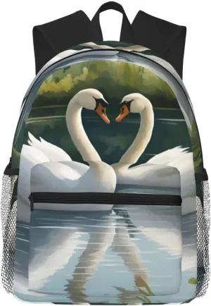 Beautiful White Swans On The Lake Print Lightweight And Comfortable Duffel Bag, Casual Daypack, Multipurpose Backpack