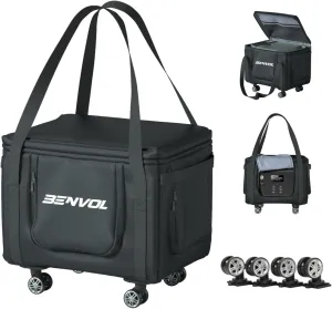 BENVOL Portable Power Station Carrying Bag,Easy Carrying-360° Wheels,18×13×14' Fit Power Station1500w-2700w,Storage Case for camping essentials,Battery Protective Cover&Carrying Case Bag for Travel
