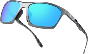 BIRCEN Men Sunglasses Polarized UV-Protection: Wrap Around Black Sport Shades for Mens Driving Fishing Golf