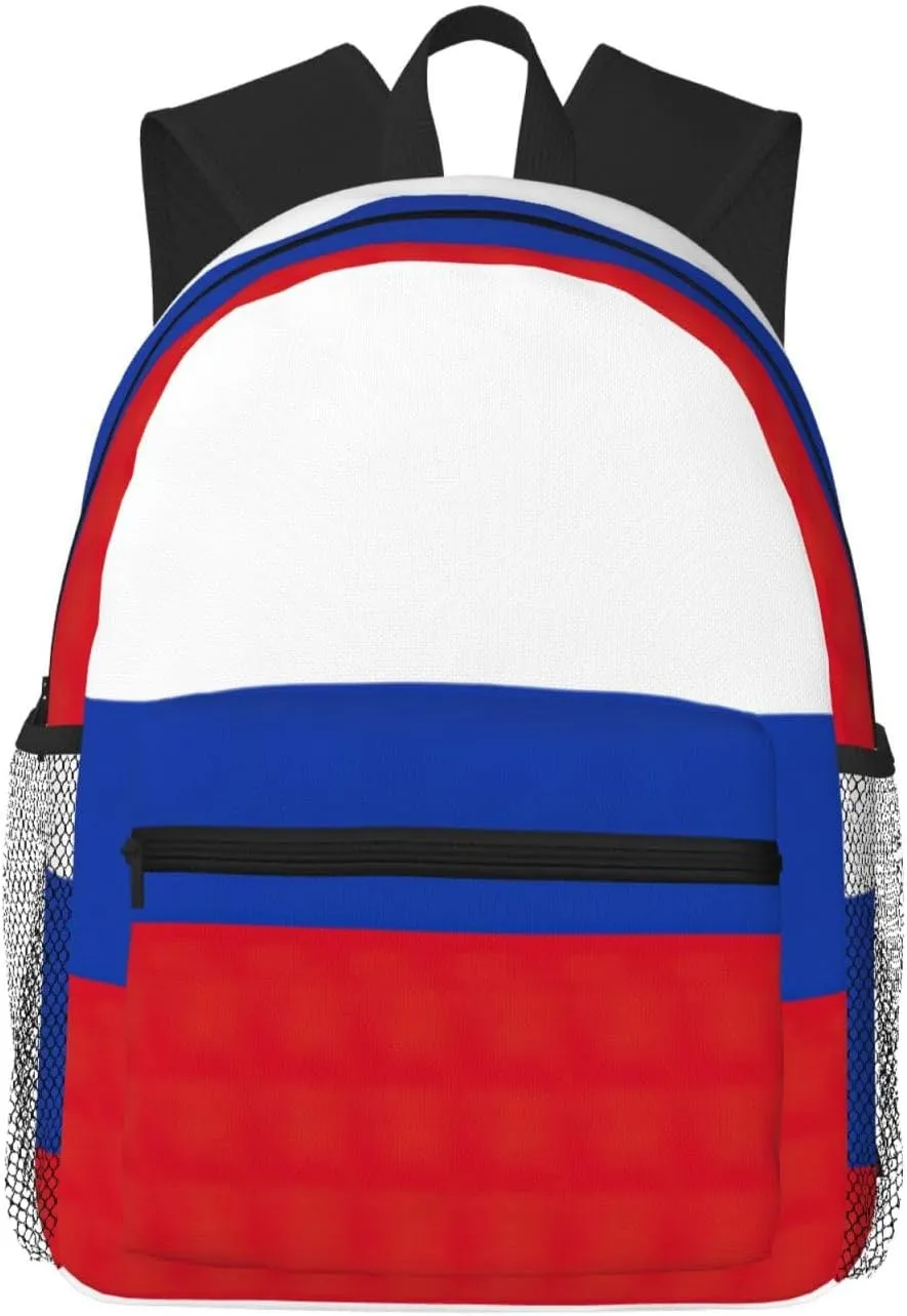 BREAUX Russian Flag print Lightweight Comfortable Backpack for Men Women, Durability Laptop Daypack, Travel bag ﻿