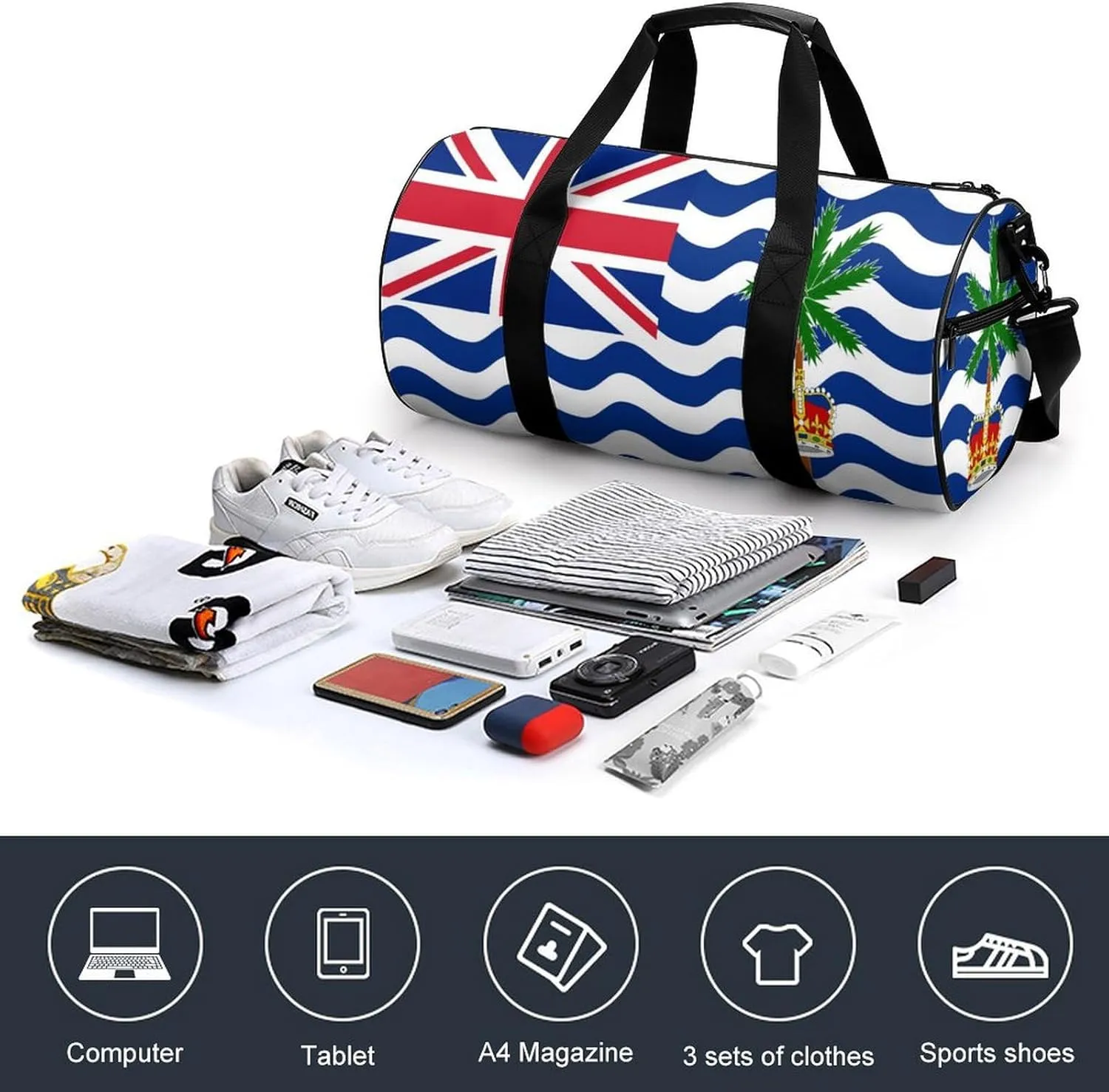 British Indian Ocean Territory Flag Gym Duffel Bag with Wet Pocket for Men Women Sports Overnight Tote