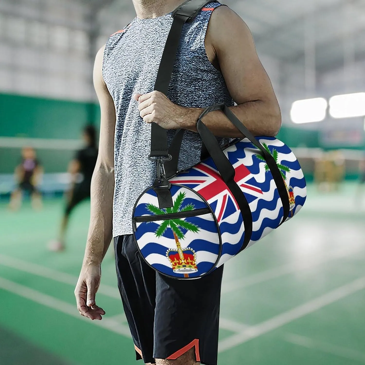 British Indian Ocean Territory Flag Gym Duffel Bag with Wet Pocket for Men Women Sports Overnight Tote