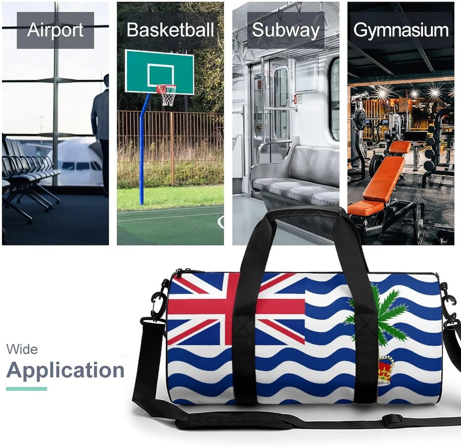 British Indian Ocean Territory Flag Gym Duffel Bag with Wet Pocket for Men Women Sports Overnight Tote