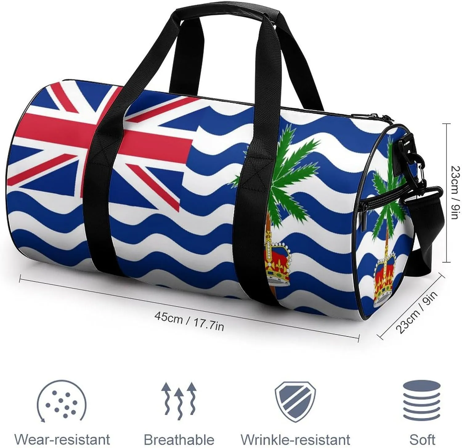 British Indian Ocean Territory Flag Gym Duffel Bag with Wet Pocket for Men Women Sports Overnight Tote