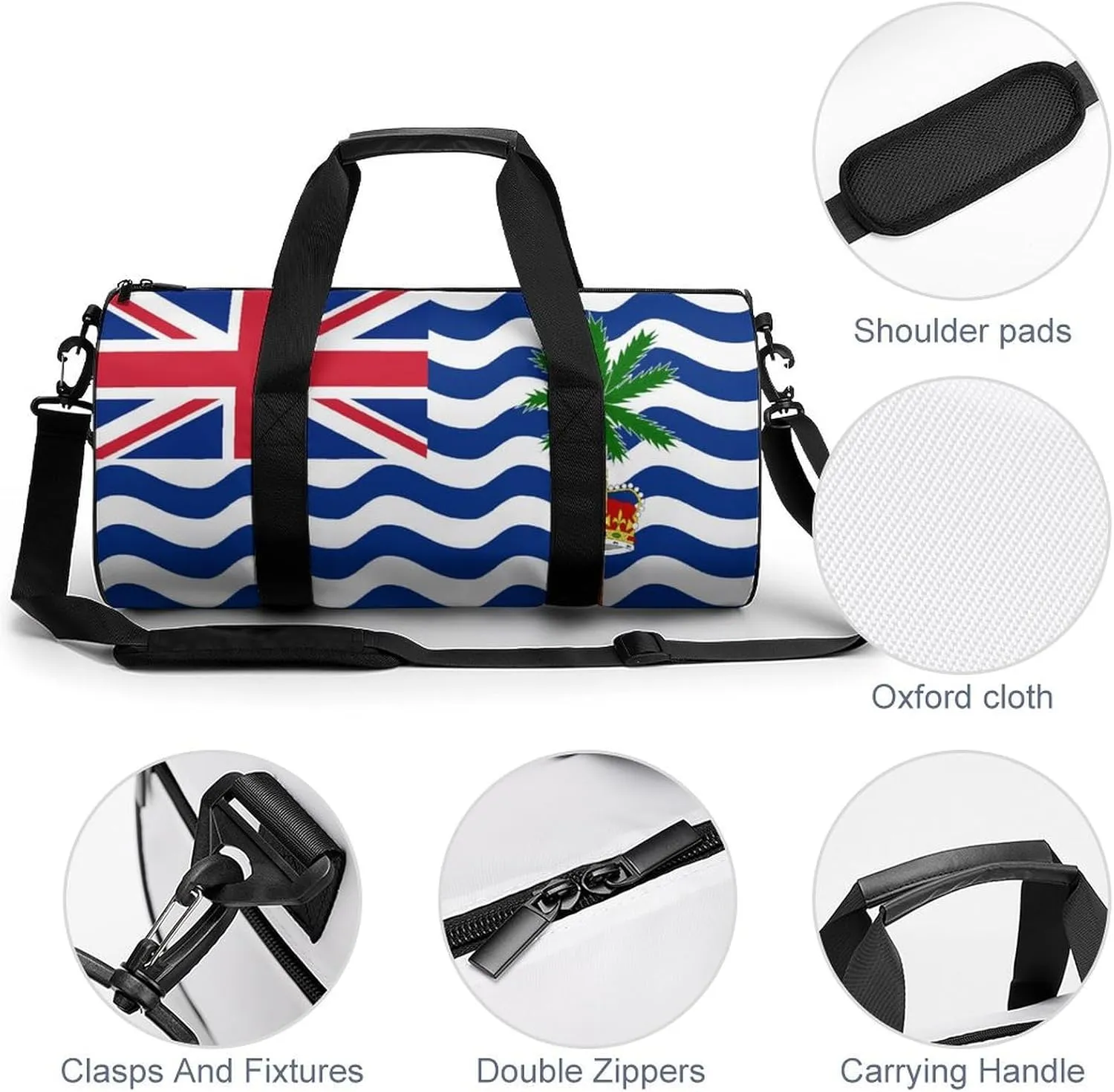 British Indian Ocean Territory Flag Gym Duffel Bag with Wet Pocket for Men Women Sports Overnight Tote