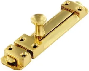 Bulk Hardware BH05885 Tower Surface Slide Door Bolt, 100mm (4 inch) - Polished Brass