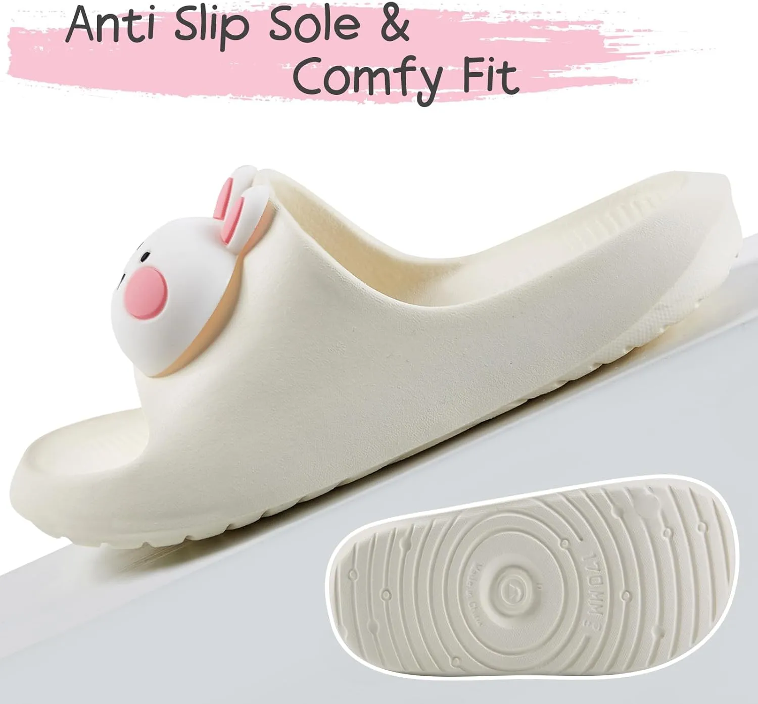 Bunny Toddler Slides Slipper Unisex Child Boys & Girls Slide Sandals for Kids Flip Flops Comfy Shower Slippers Beach Garden Shoes