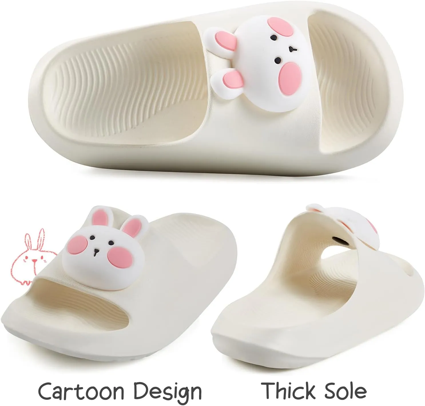 Bunny Toddler Slides Slipper Unisex Child Boys & Girls Slide Sandals for Kids Flip Flops Comfy Shower Slippers Beach Garden Shoes
