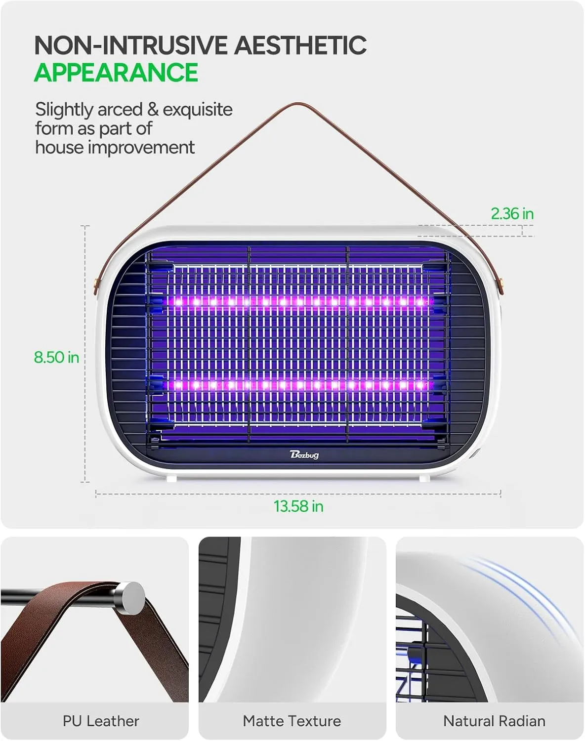 Buzbug LED Bug Zapper Indoor, 10 Years Lifespan Lamp Sustainable Less Power, Durable High-Voltage Electric Mosquito Zapper, Fly Trap Mosquito Trap, Fly Killer Fly Zapper -MA015B