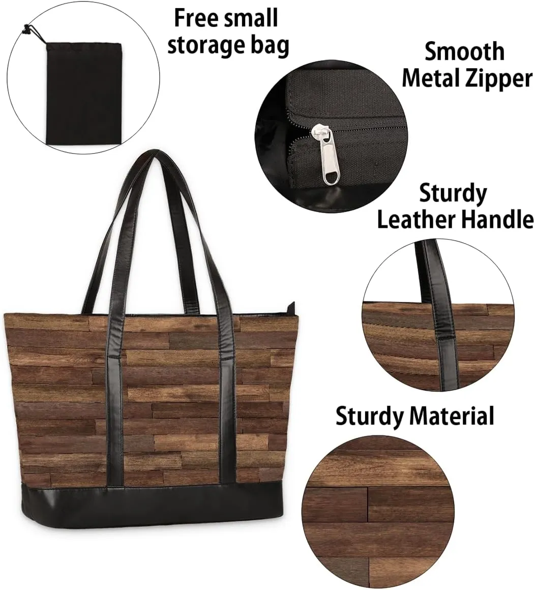 Canvas Laptop Tote Bag for Women Animal Tree Black 15.6 Inch Large Capacity Computer Bag