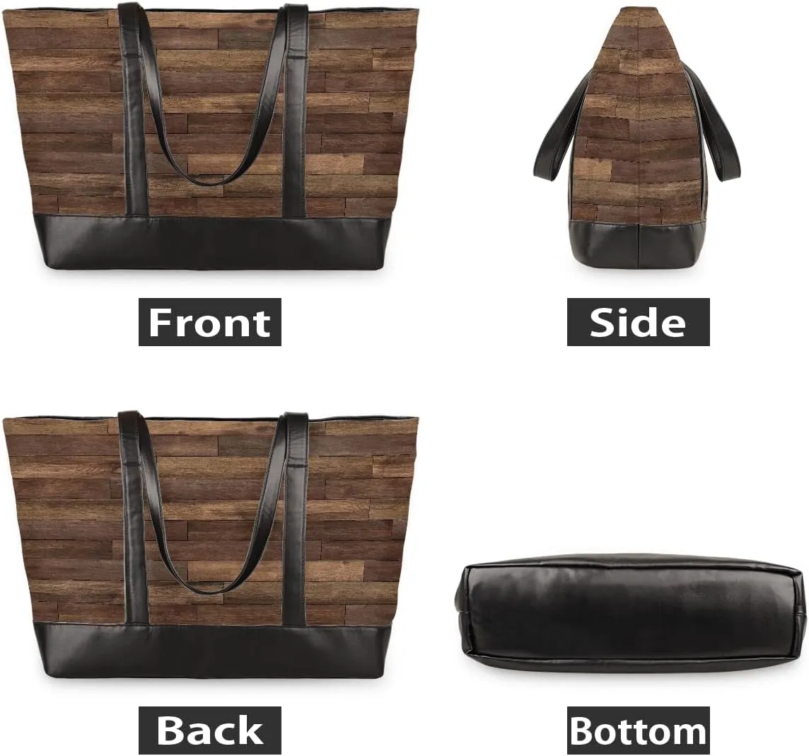 Canvas Laptop Tote Bag for Women Animal Tree Black 15.6 Inch Large Capacity Computer Bag
