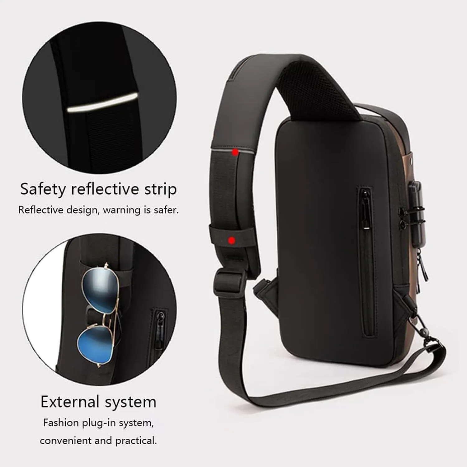 Carbon Fiber Streamline Anti-theft Sling Bag, USB Charging Sport Sling Anti Theft Shoulder Bag, Waterproof Shoulder Backpack (Blue gold)