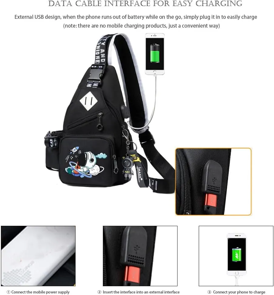 Casual Sling Daypacks Bag Crossbody Chest Backpack Casual Lightweight Outdoor Hiking Travel Shoulder Bag (Black 1)