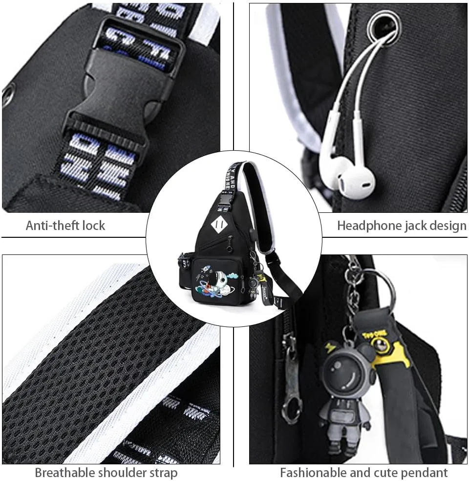 Casual Sling Daypacks Bag Crossbody Chest Backpack Casual Lightweight Outdoor Hiking Travel Shoulder Bag (Black 1)