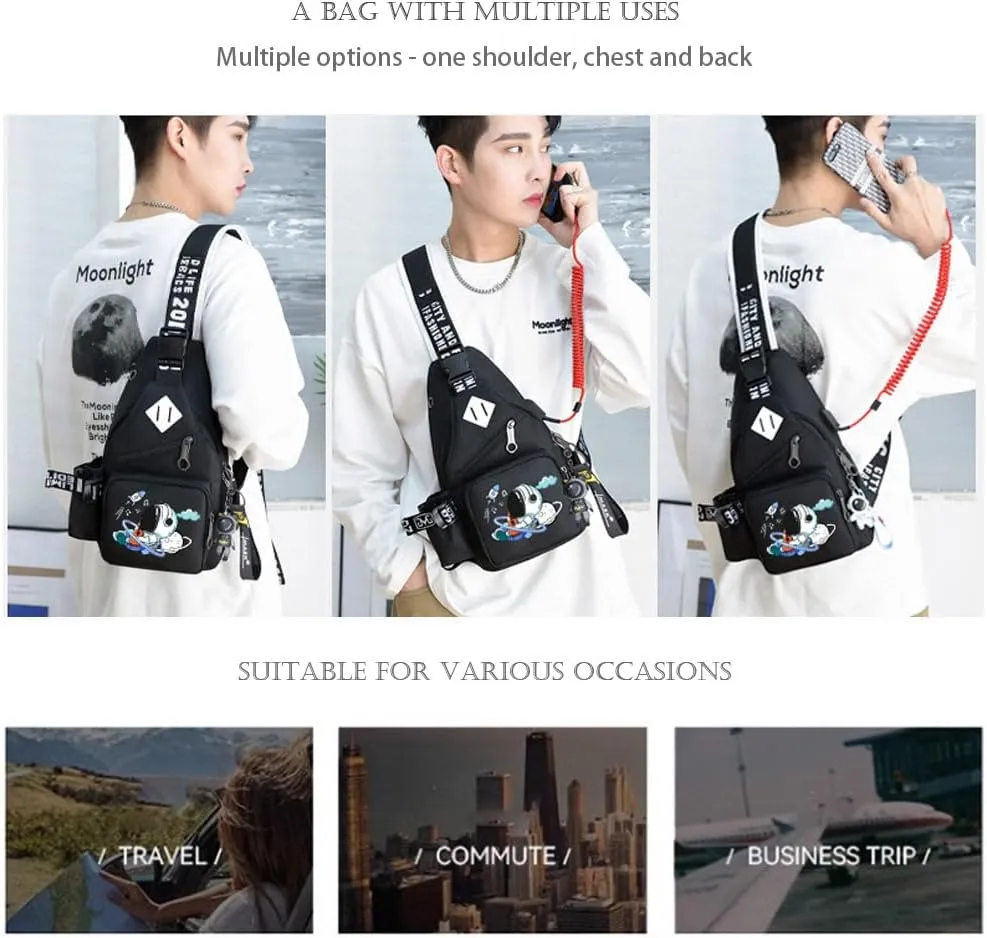Casual Sling Daypacks Bag Crossbody Chest Backpack Casual Lightweight Outdoor Hiking Travel Shoulder Bag (Black 1)