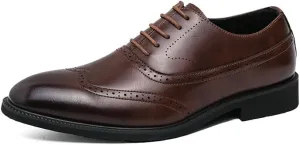Classic Black Leather Brogue Oxford Shoes for Men - Timeless Style with Perforated Detailing
