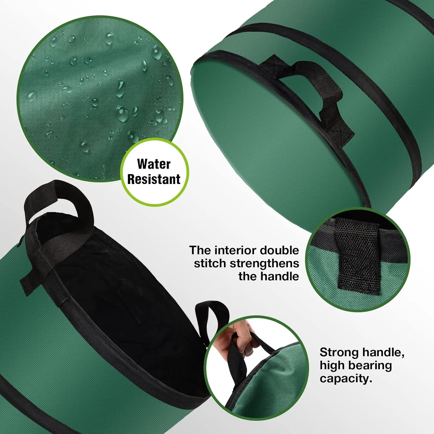Collapsible Camping Trash Can, Pop Up Trash Can/Recycling Bins, Reusable Yard Waste/Leaf Bags, Heavy Duty Collapsible Garden Bag for Camping/Recycling (10 and 30 Gallons)