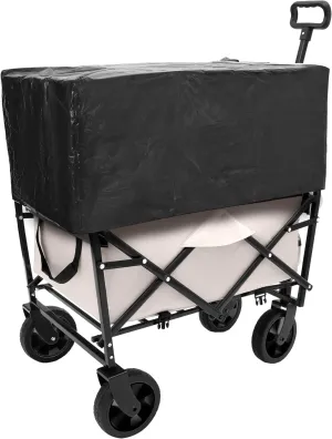 Collapsible Folding Wagon - Heavy Duty Utility Cart,for Shopping,Garden,Sports,Groceries,Apartment,Camping,Outdoor,3pcs Plastic Liner Bag/Cover (Cream)