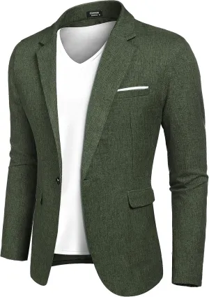 COOFANDY Men's Casual Suit Blazer Jackets Lightweight Sports Coats One Button Linen Texture Jacket