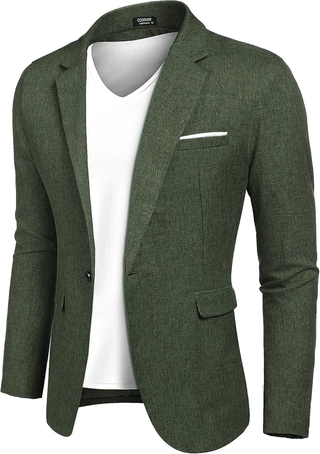 COOFANDY Men's Casual Suit Blazer Jackets Lightweight Sports Coats One Button Linen Texture Jacket