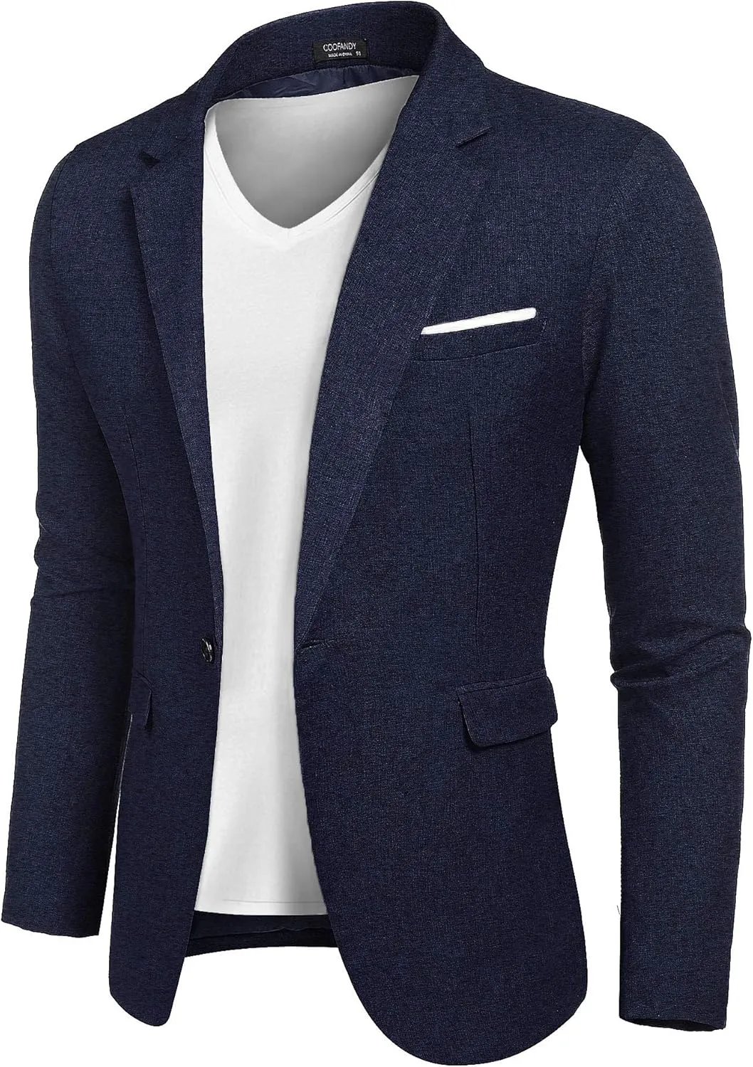 COOFANDY Men's Casual Suit Blazer Jackets Lightweight Sports Coats One Button Linen Texture Jacket