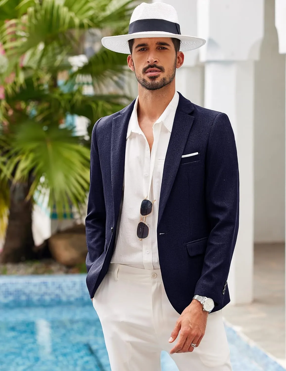 COOFANDY Men's Casual Suit Blazer Jackets Lightweight Sports Coats One Button Linen Texture Jacket