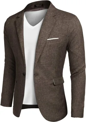 COOFANDY Men's Casual Suit Blazer Jackets Lightweight Sports Coats One Button Linen Texture Jacket